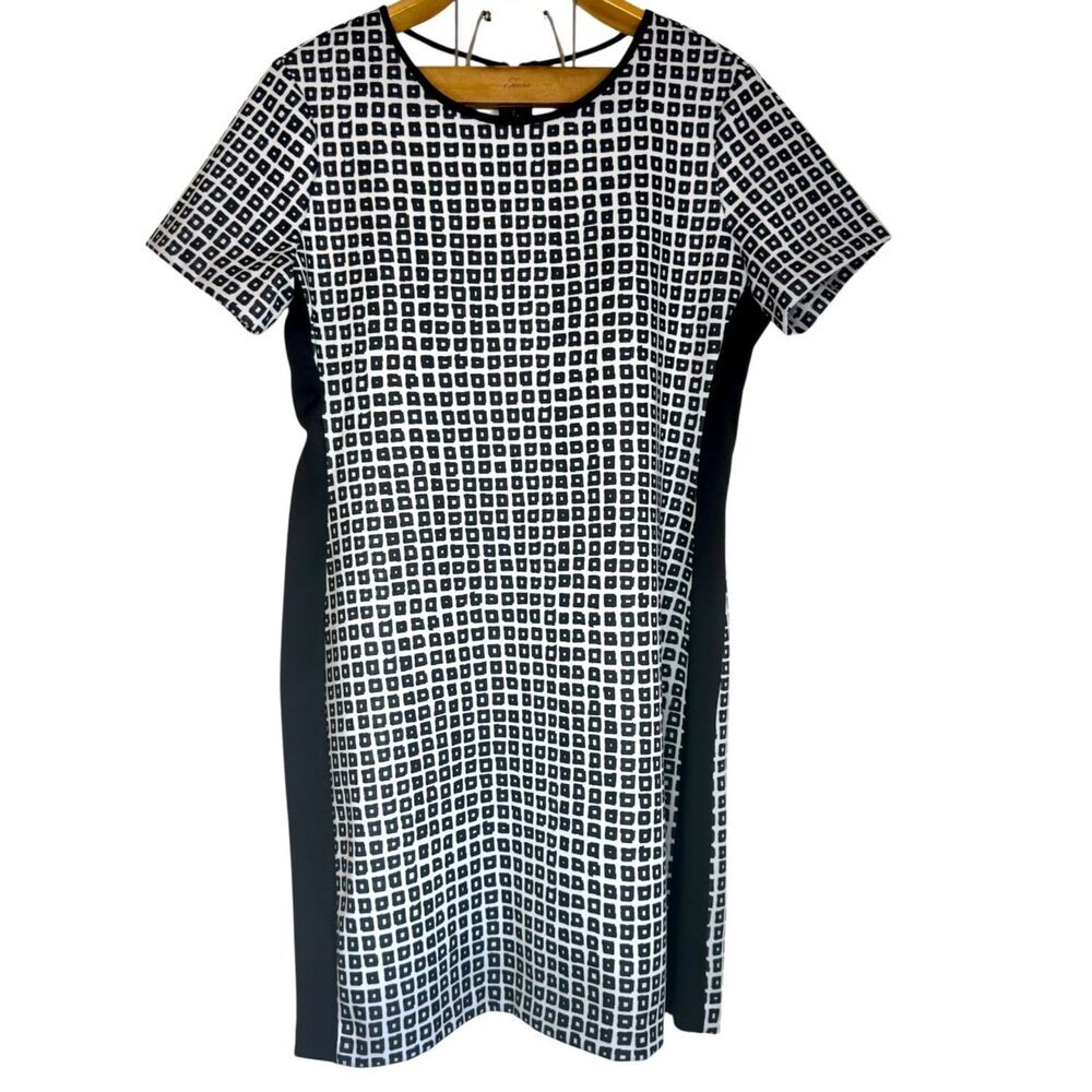 Reed Women's Black & White Geo Print Business Wear Dress Size: L